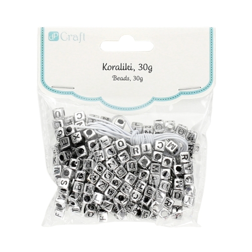 Koraliki literki czarne srebrna baza (124)