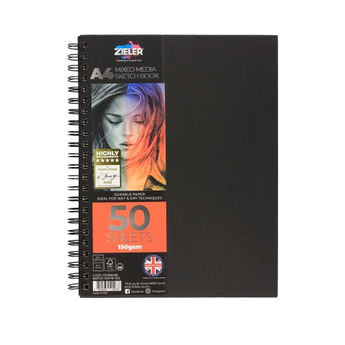 Szkicownik A4/50ark na spirali Zieler 150g