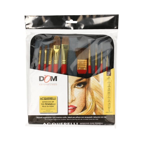 Komplet pędzli do akwareli - 10szt. w etui CWR