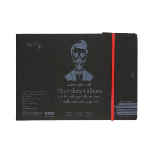 Szkicownik 245x176/18ark z gumką SMLTArt  Authentic Black 165g
