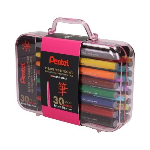 Zestaw pisaków do kaligraiffi 30kol. Brush Sign Pen walizka Pentel