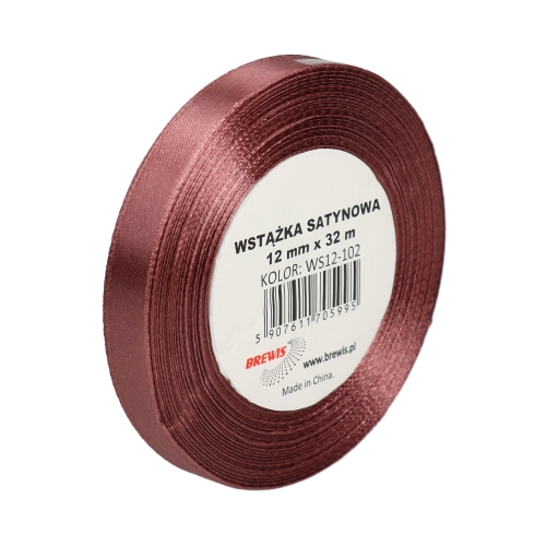 Wstążka dekoracyjna satynowa 12mm/32m brudny róż Brewis 102