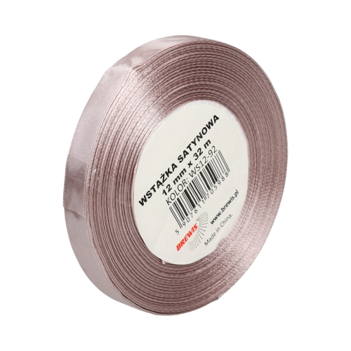 Wstążka dekoracyjna satynowa 12mm/32m pudrowy róż Brewis 92