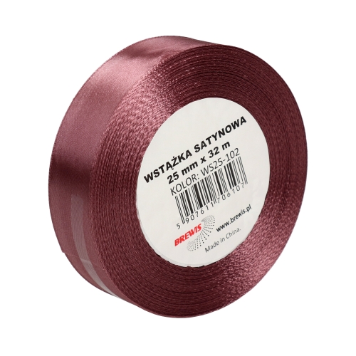 Wstążka dekoracyjna satynowa 25mm/32m brudny róż Brewis 102