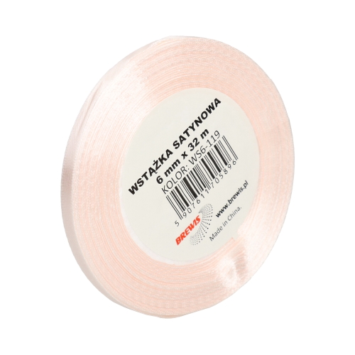 Wstążka dekoracyjna satynowa 6mm/32m szampański Brewis 119