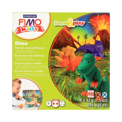 Modelina zestaw 4kostki 42g Dinozaury FIMO