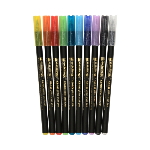 Pisaki pędzelkowe do kaligrafii 1.00-6.00mm 10kol z brokatem Edding E-1340