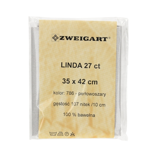 Kanwa bawełniana 35x42/27ct perłowo szara Linda Zweigart 0786