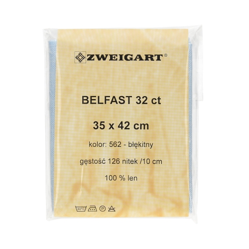Kanwa lniana 35x42/32ct błękitna Belfast Zweigart 0562
