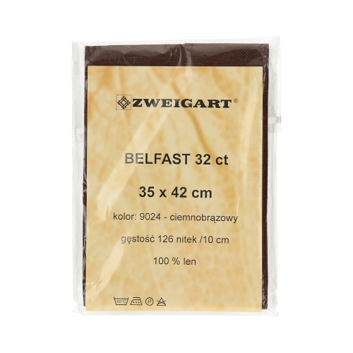 Kanwa lniana 35x42/32ct ciemnobrązowa Belfast Zweigart 9024