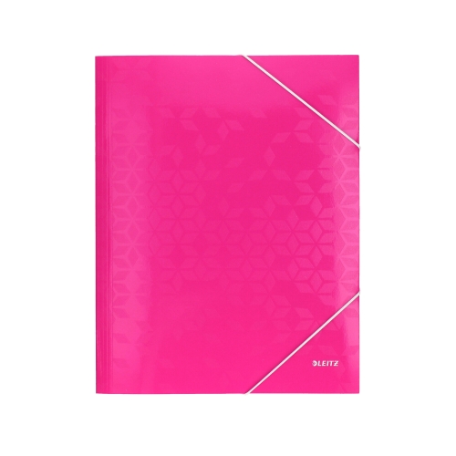 Teczka gumka A4 różowa karton Wow