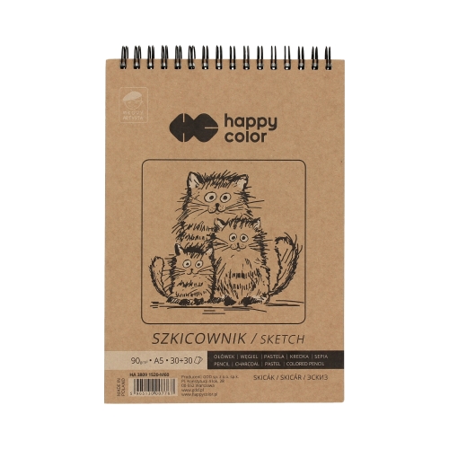 Szkicownik A5/60 spirala 80/90g Happy Color Młody Artysta