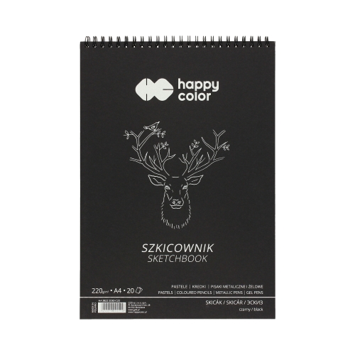 Szkicownik A4/20 spirala czarny Happy Color 220g