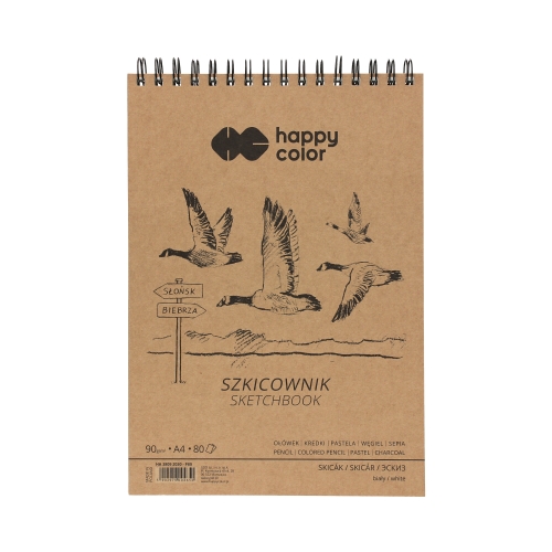 Szkicownik A4/80 spirala biały Ptaki Happy Color 90g