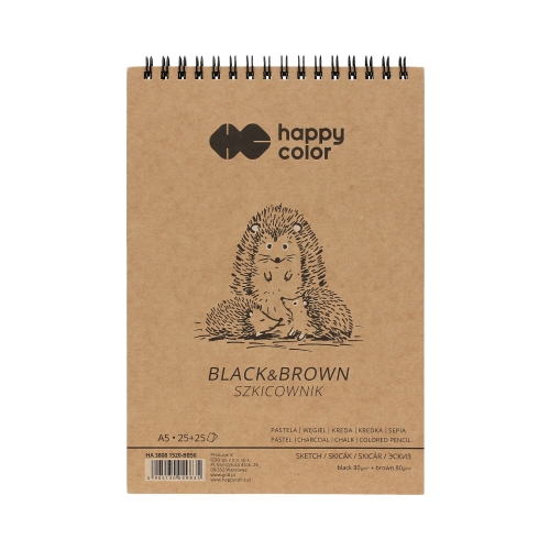 Szkicownik A5/50 spirala Black&Brown Happy Color 80g
