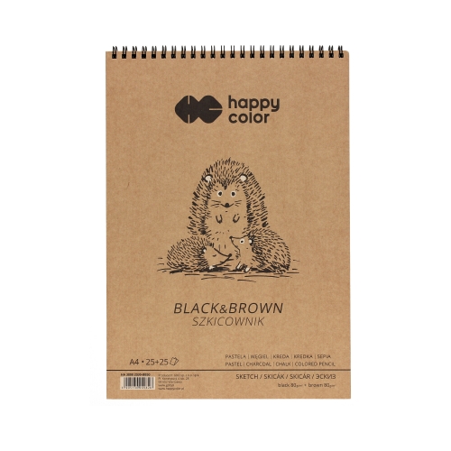 Szkicownik A4/50 spirala Black&Brown Happy Color 80g