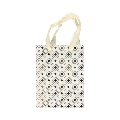 Torebki ozdobne papierowe białe 20x8x10 złote romby S - 5szt.