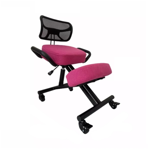 Krzesło ergonomiczne klękosiad czarny lniany + pokrowiec różowy OKNEEL