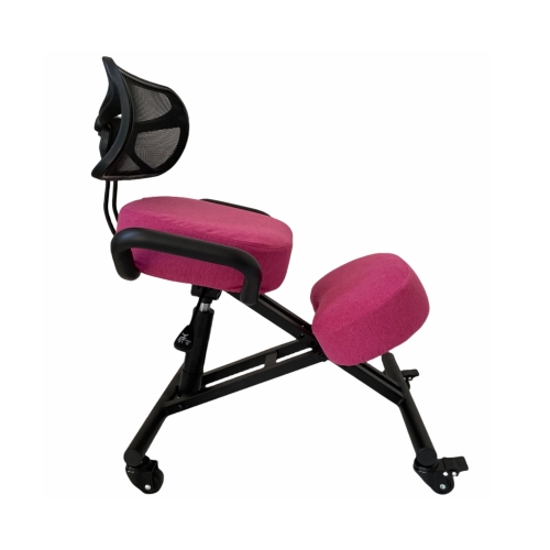 Krzesło ergonomiczne klękosiad czarny lniany + pokrowiec różowy OKNEEL