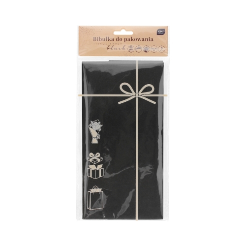Bibułka do pakowania prezentów 50x70 czarna - 5ark.