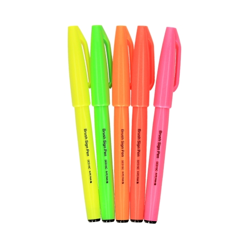 Pisak 5kol Fluo art Brush Sign Pen Pentel