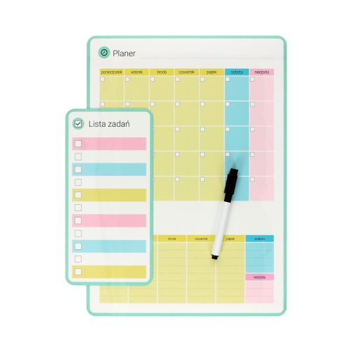 Planer magnetyczny 25x35 miesięczny pastelowy + lista + marker Biurfol