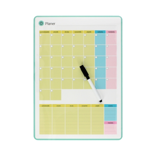 Planer magnetyczny 25x35 miesięczny pastelowy + marker Biurfol
