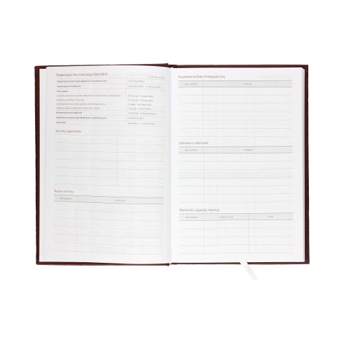 Kalendarz książkowy B5 Nauczyciela bordowy Vivella Tygodniowy