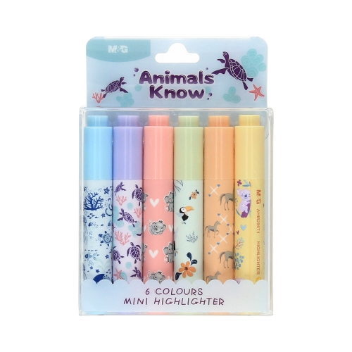 Zakreślacz 6kol mini Animals Planet M&G