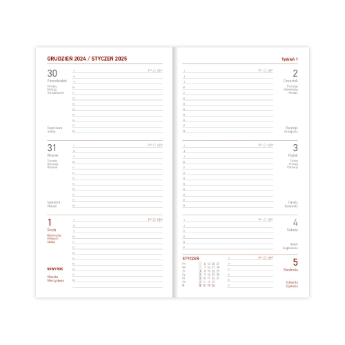 Kalendarz kieszonkowy A6 Nebraska FLEX selednyn 210A6TK