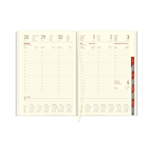 Kalendarz książkowy A4 Cross  gumka czerwony 204A4TRK Tygodniowy