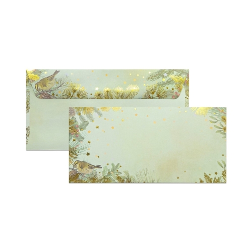 Zestaw karnet + koperta DL Złote Święta -  Boze Narodzenie - 5szt.