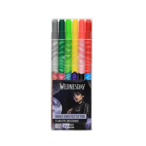 Flamastry 6szt/12kol dwustronne Wednesday Astra 314024051