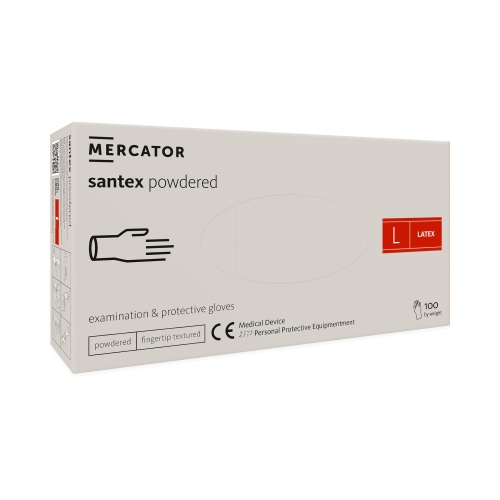 Rękawice lateksowe pudrowane L Santex Mercator (100)
