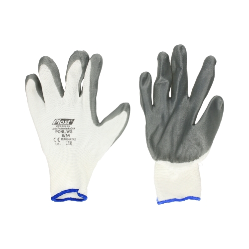 Rękawice powlekane biało-szare M/8 Plast (2)