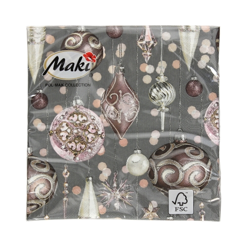 Serwetki 33x33 3w Silver&Pink Baubles 017801 (20)