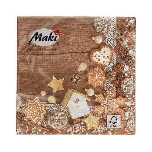 Serwetki 33x33 3w Winter Wooden Decoration 020301 (20)