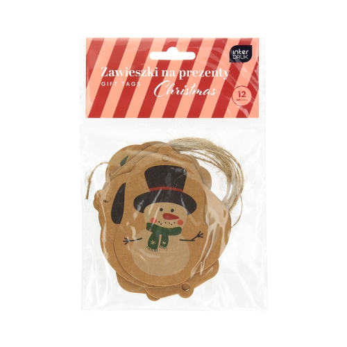 Zawieszki na prezenty Christmas Kraft kształty Interdruk - 12szt.