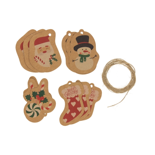 Zawieszki na prezenty Christmas Kraft kształty Interdruk - 12szt.