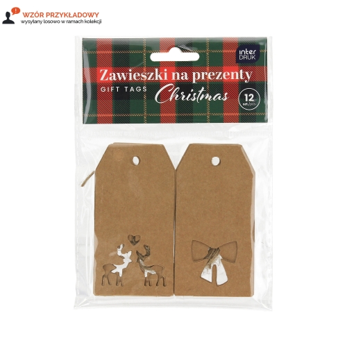 Zawieszki na prezenty Christmas Kraft wycięcia Interdruk - 12szt.