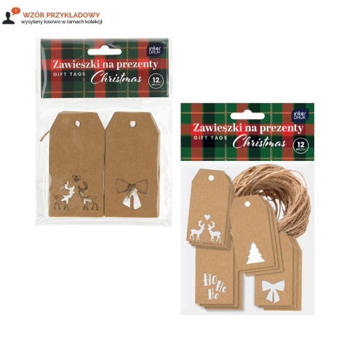 Zawieszki na prezenty Christmas Kraft wycięcia Interdruk - 12szt.
