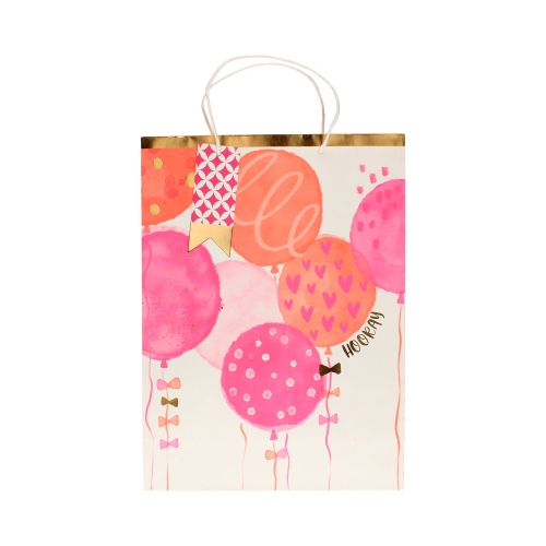 Torebki ozdobne papierowe 42x12x31 Urodziny XL różowe - 5szt.