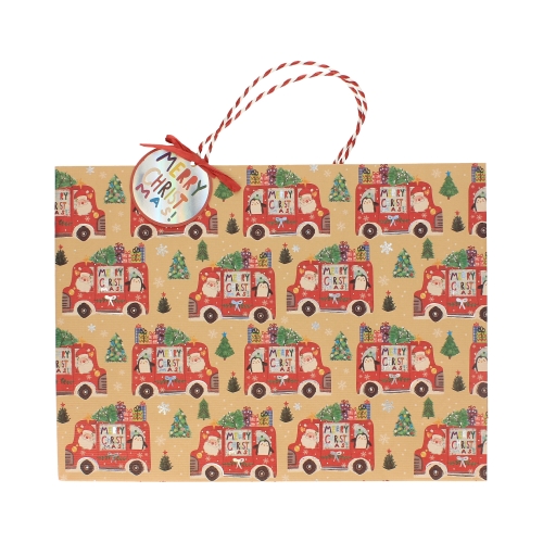 Torebki ozdobne papierowe 31x12x42 Mikołaj Boże Narodzenie XL poziome - 5szt.