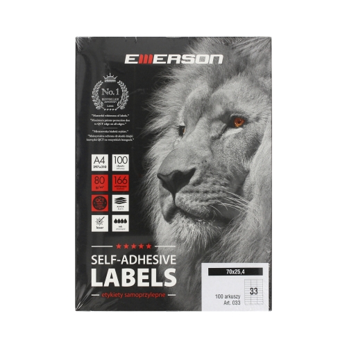 Etykiety uniwersalne 70x25.4/33 białe Emerson (100)