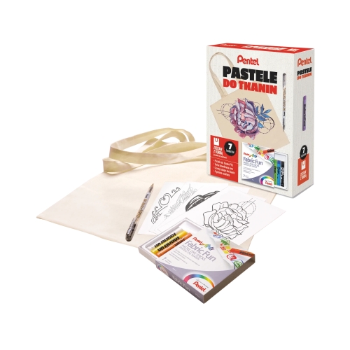 Zestaw pastele+ długopis żelowy +torba Pentel PTS7