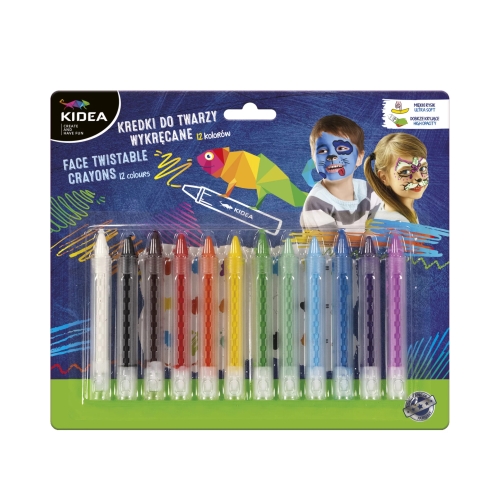 Kredki do malowania twarzy 12kol wykręcane Kidea