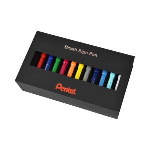 Pisaki pędzelkowe do kaligrafii i liternictwa 36szt. Brush Sign Pen Pentel
