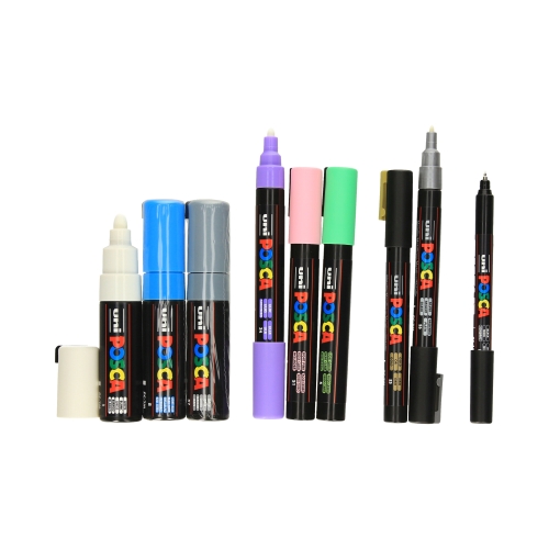 Marker plakatowy 9kol + piórnik niebieski Posca