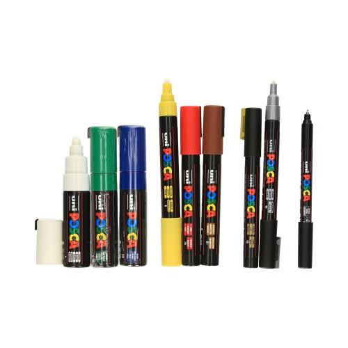 Marker plakatowy 9kol + piórnik czerwony Posca