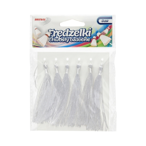 Frędzelki - chwosty ozdobne białe 8cm Brewis - 6szt.